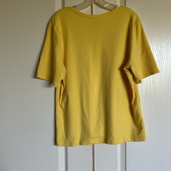 Chico’s Lakota golden yellow cotton spandex blend V-neck elbow sleeve T-shirt XL - Picture 7 of 7